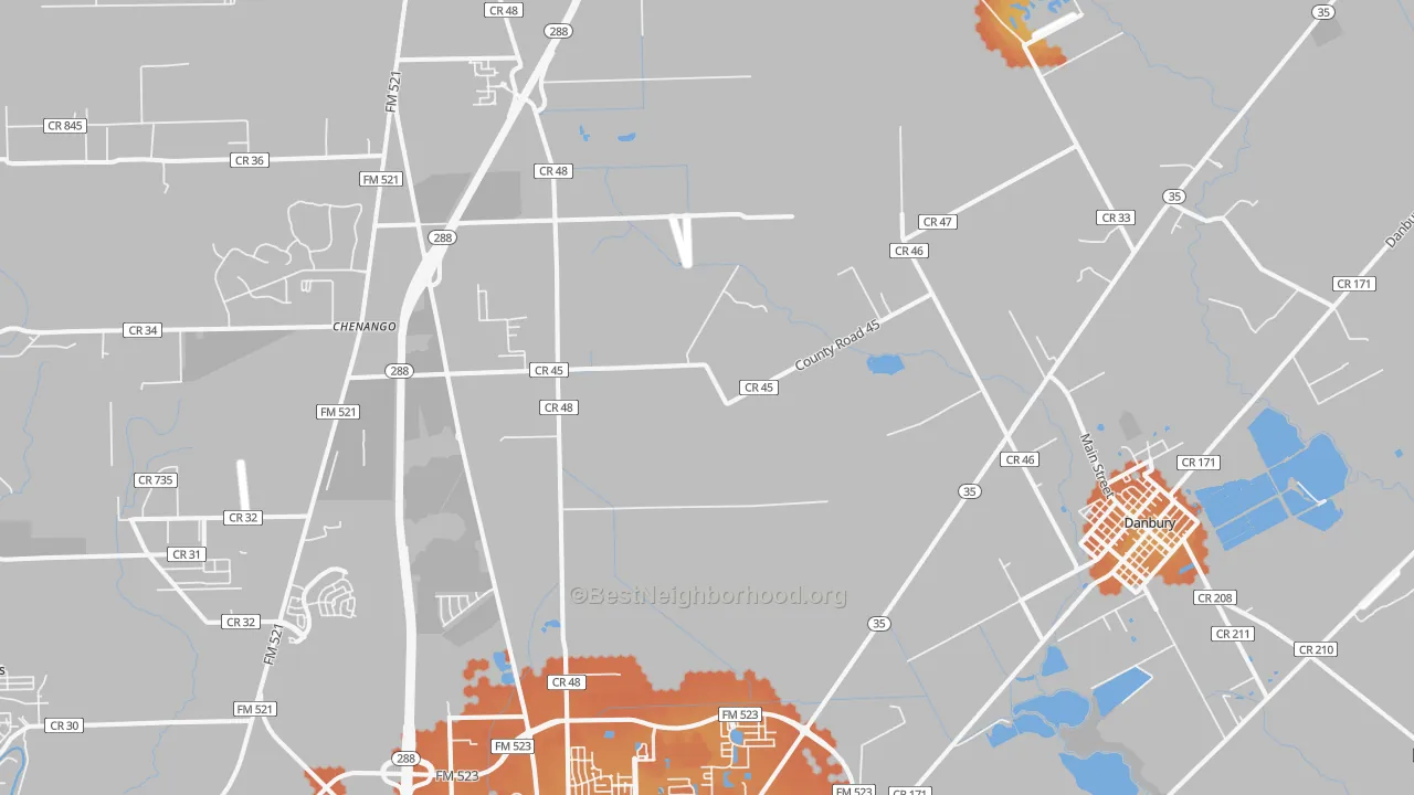 Bike Grade map of Bonney, TX
