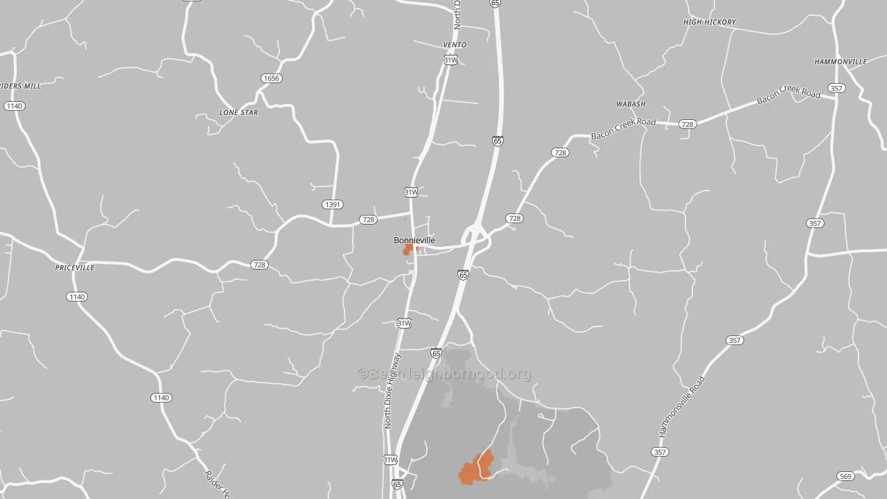 Bike Grade map of Bonnieville, KY