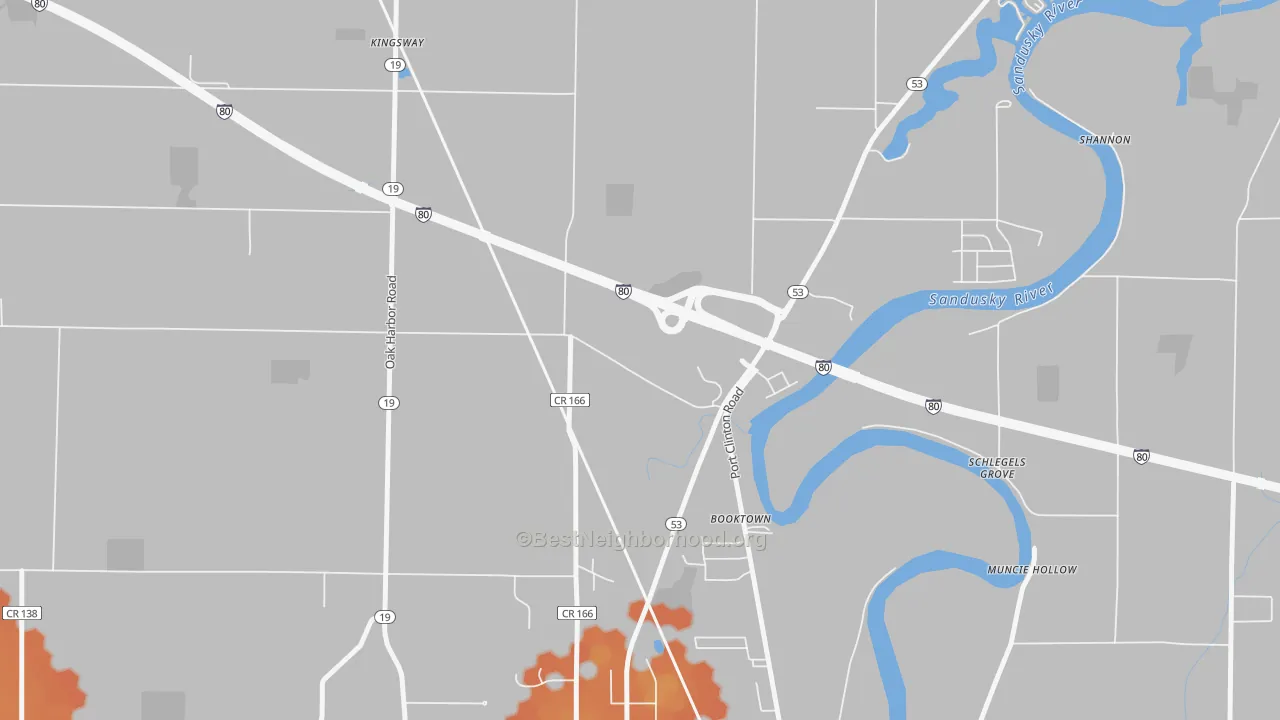 Bike Grade map of Booktown, OH