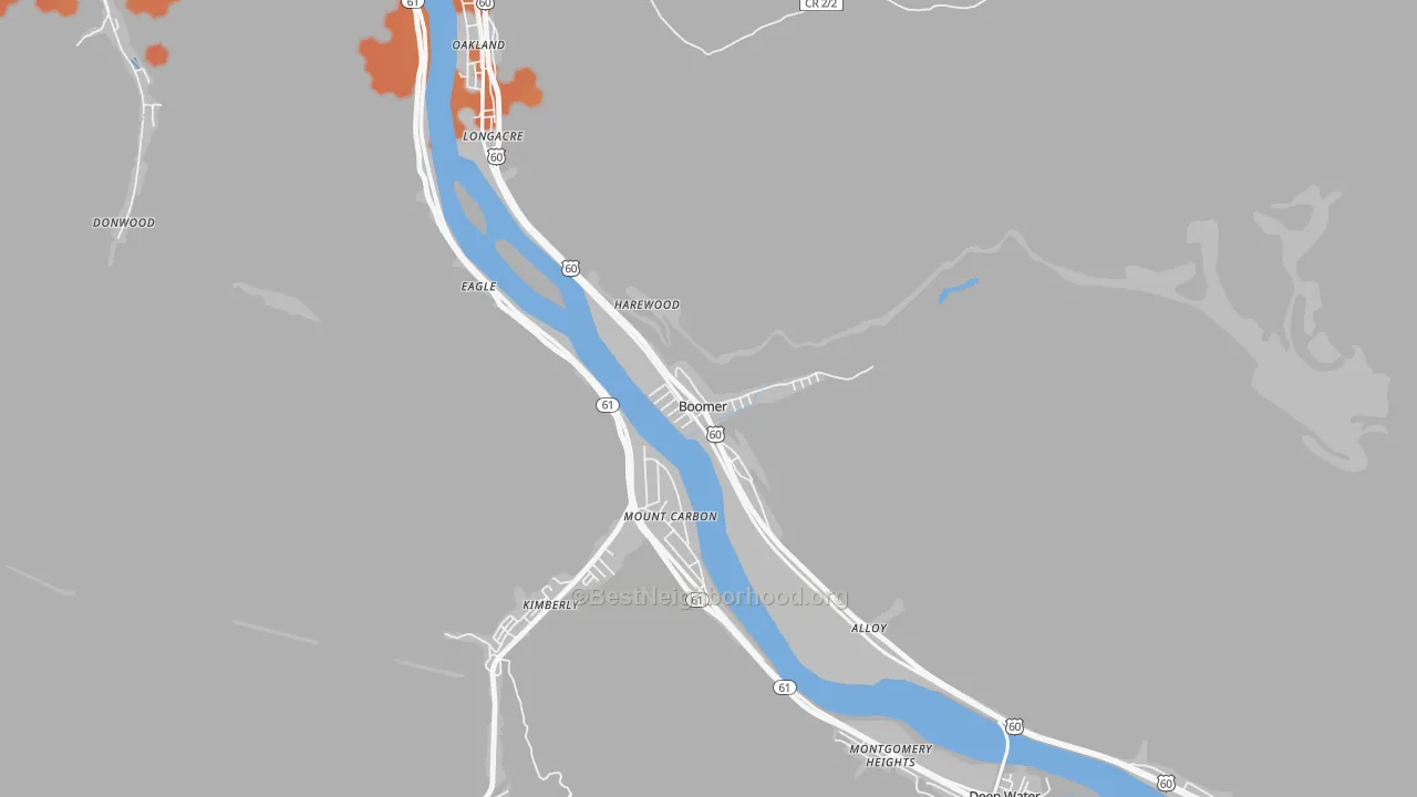 Bike Grade map of Boomer, WV