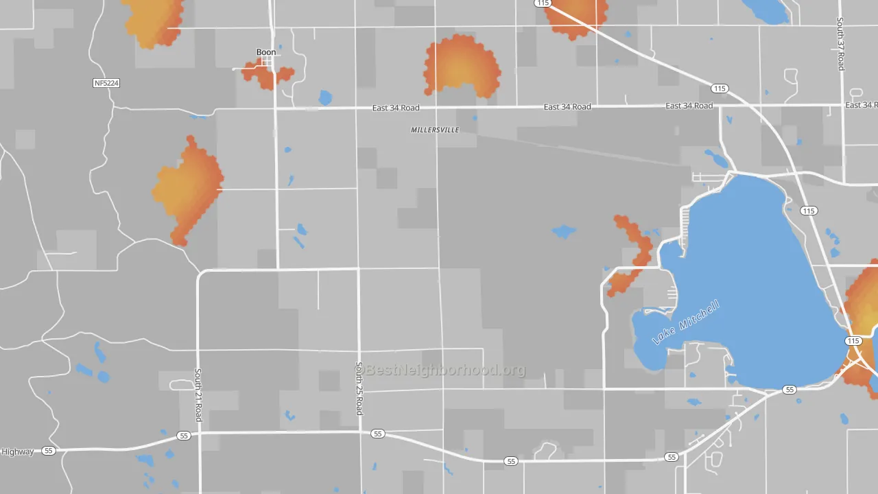 Bike Grade map of Boon, MI