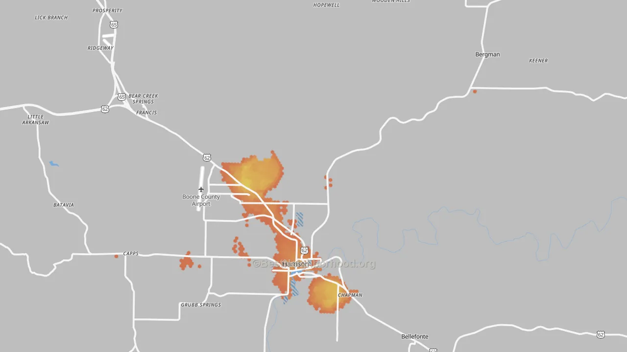 Bike Grade map of Boone County, AR