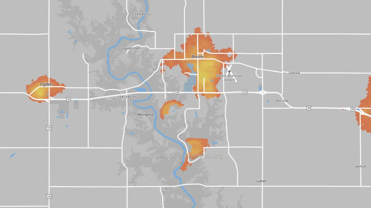 Bike Grade map of Boone County, IA