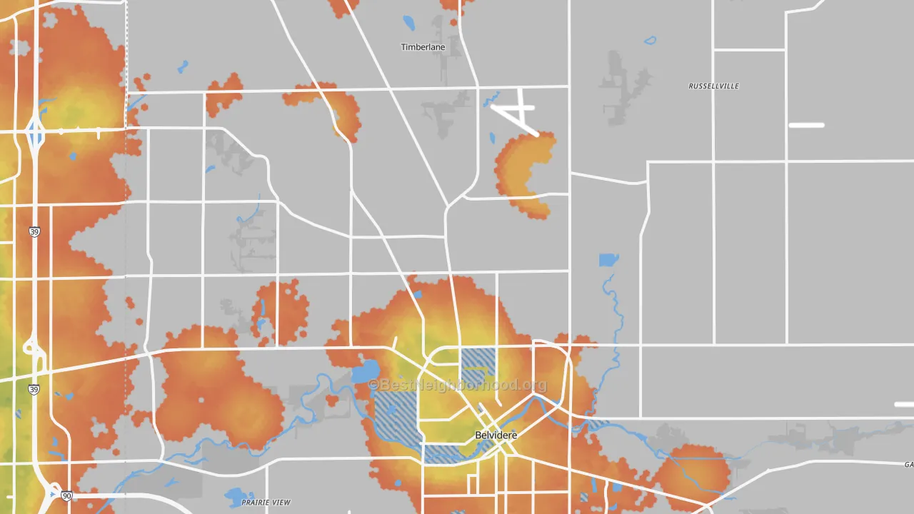 Bike Grade map of Boone County, IL