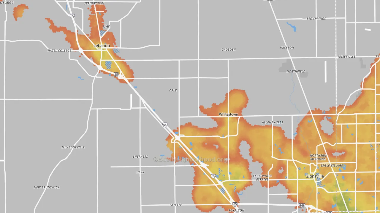 Bike Grade map of Boone County, IN