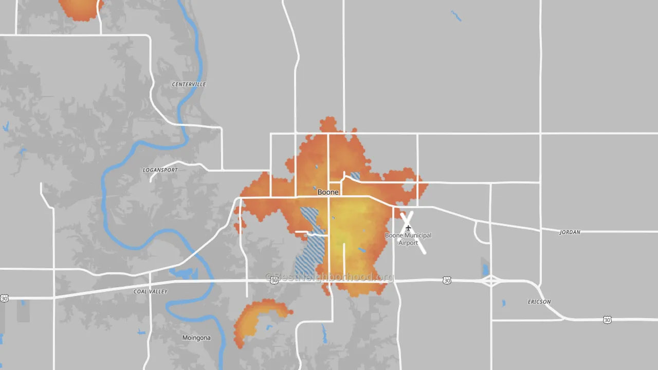 Bike Grade map of Boone, IA