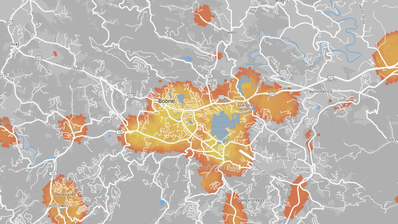 Bike Grade map of Boone, NC