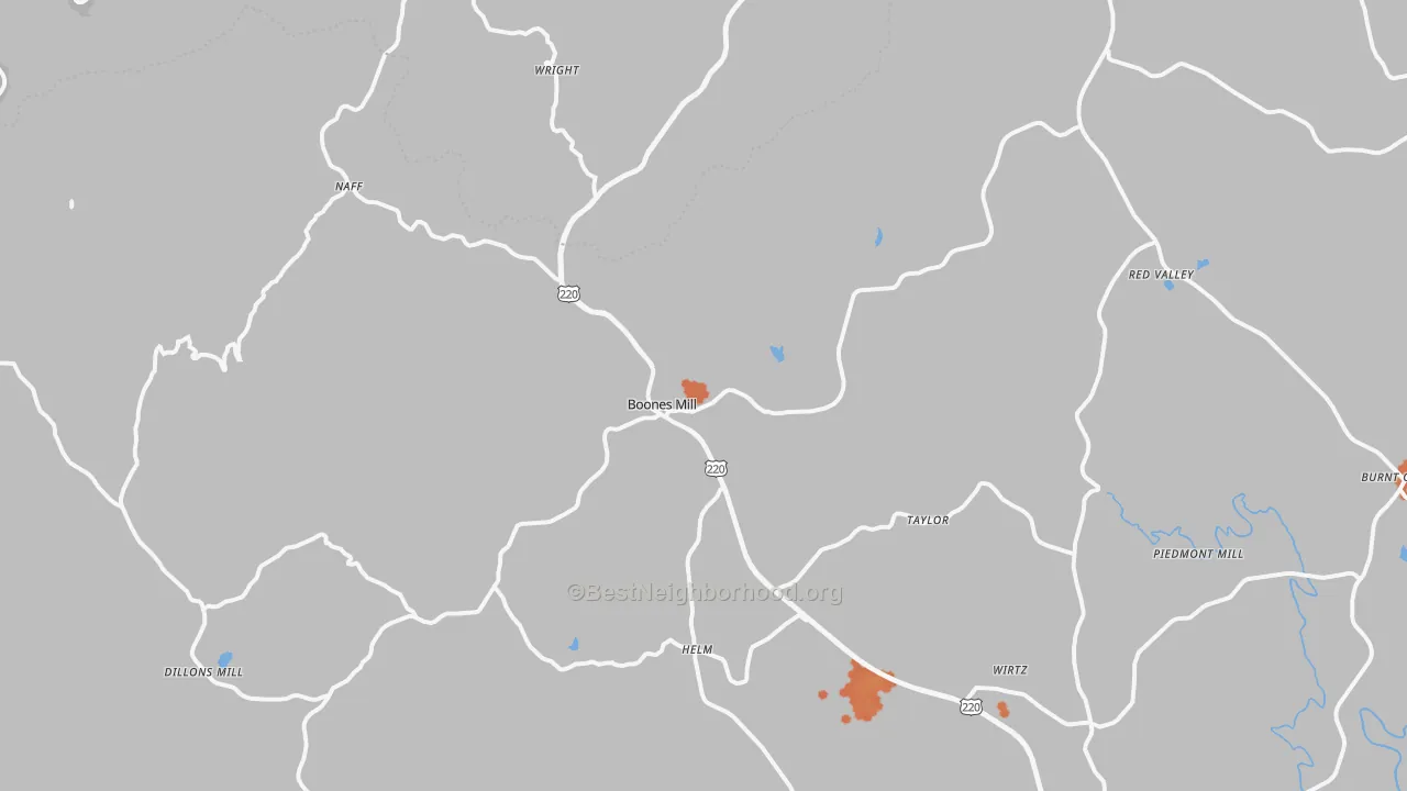 Bike Grade map of Boones Mill, VA