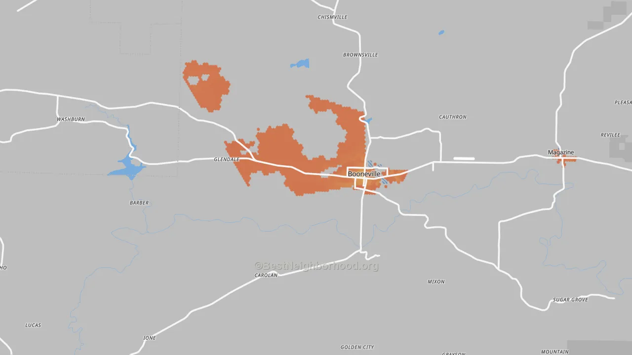 Bike Grade map of Booneville, AR
