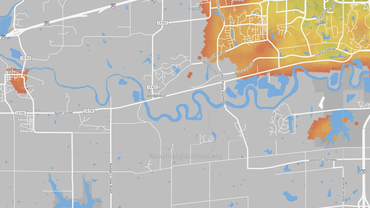 Bike Grade map of Booneville, IA