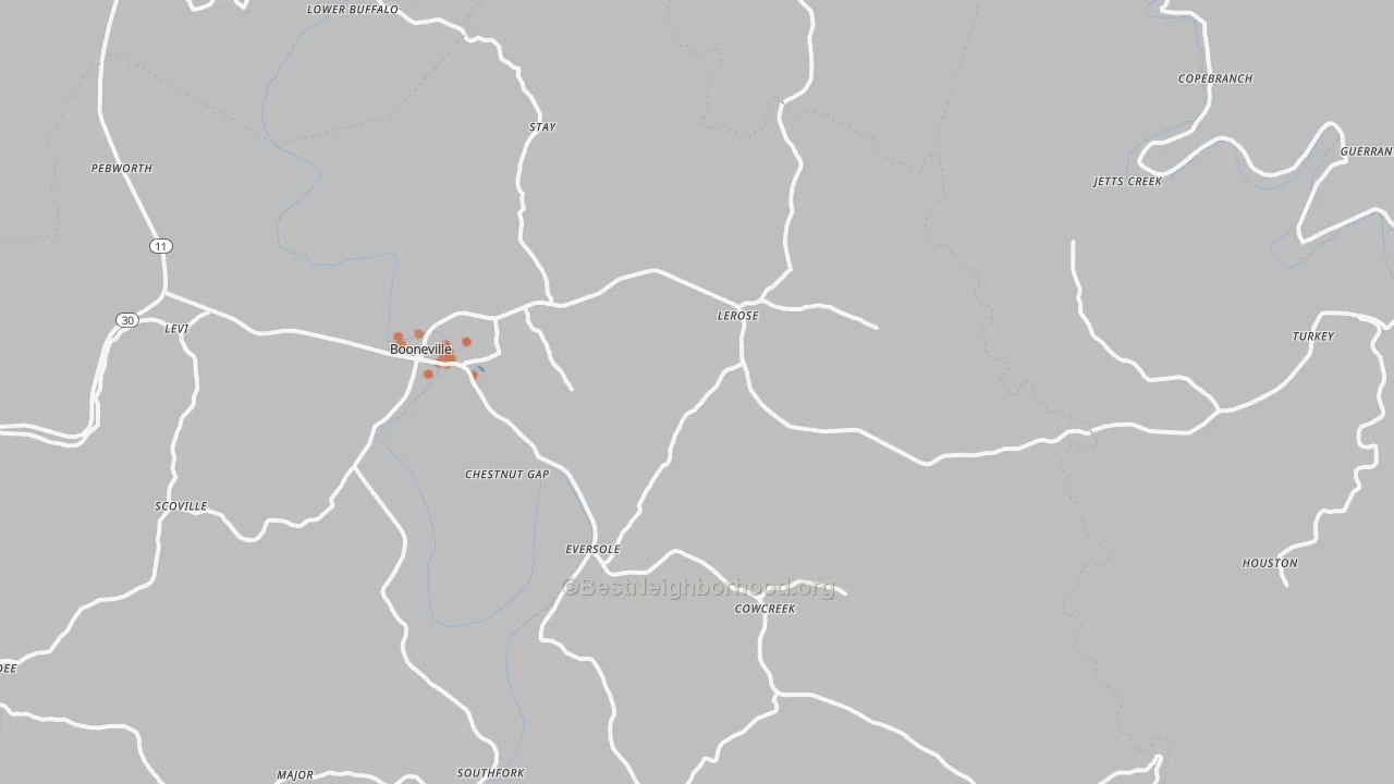 Bike Grade map of Booneville, KY