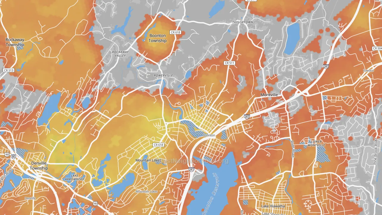 Bike Grade map of Boonton, NJ