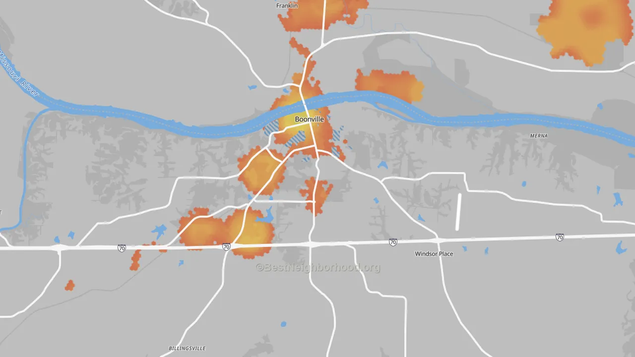 Bike Grade map of Boonville, MO
