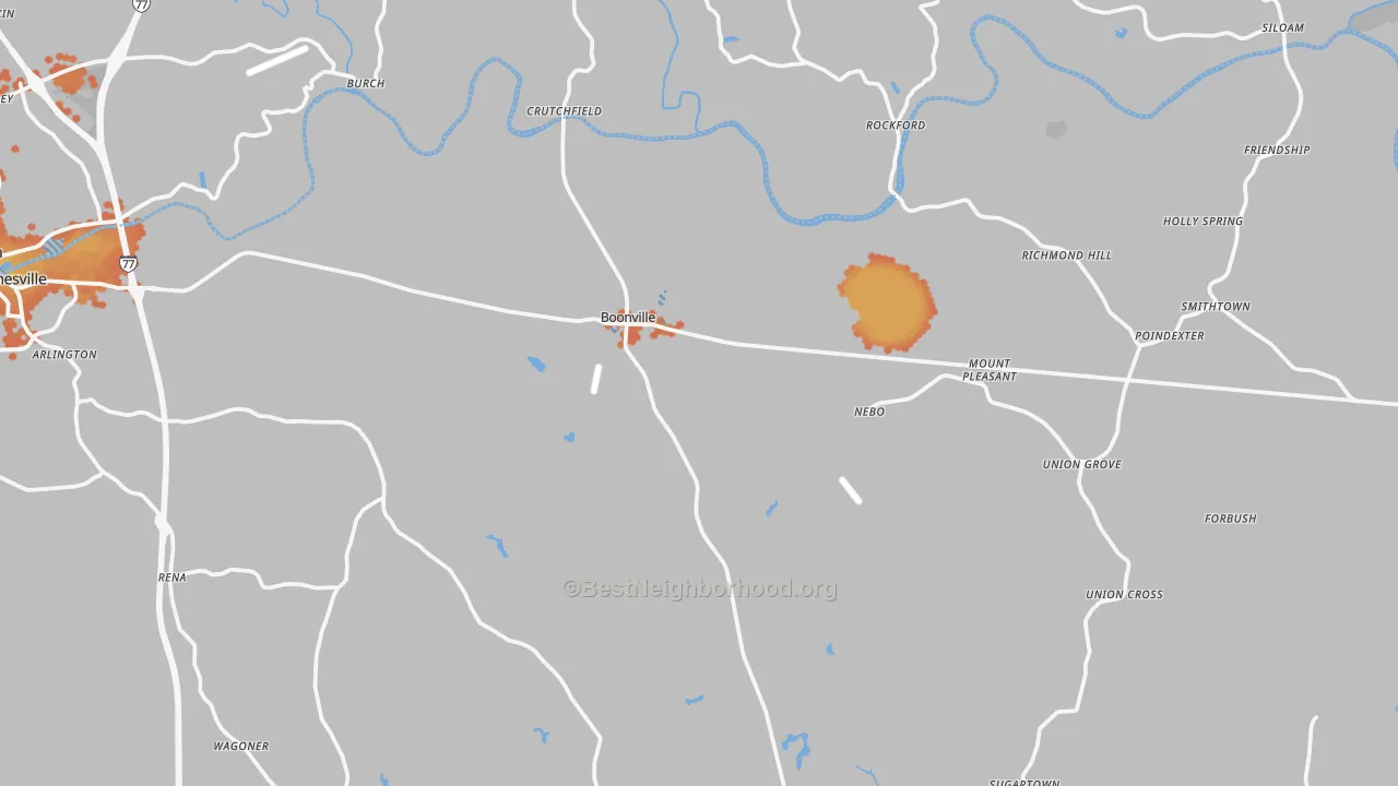 Bike Grade map of Boonville, NC