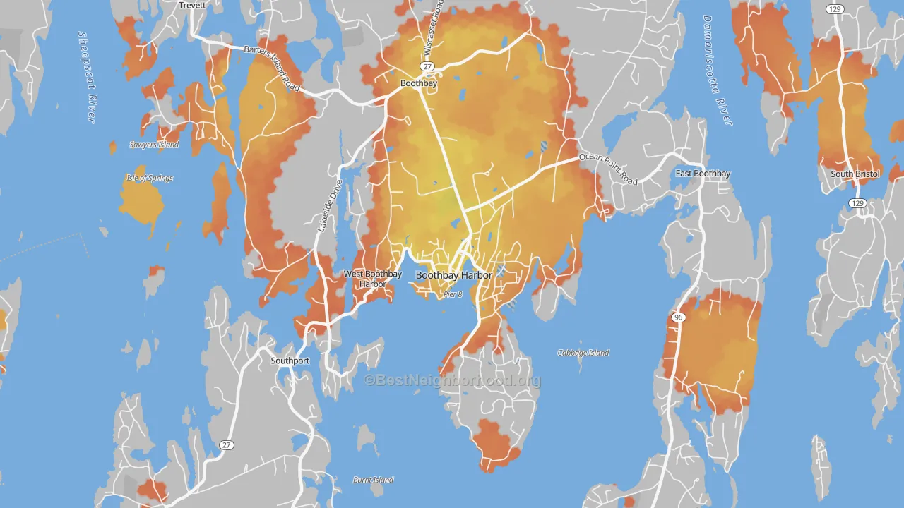 Bike Grade map of Boothbay Harbor, ME
