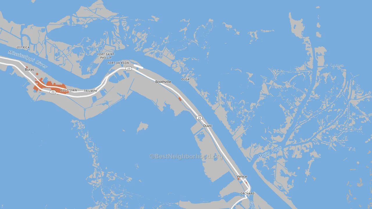 Bike Grade map of Boothville, LA