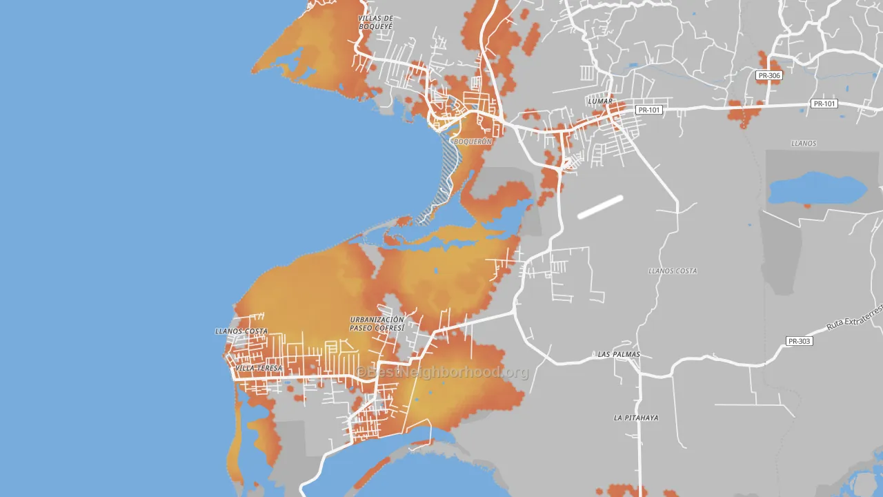 Bike Grade map of Boqueron, PR