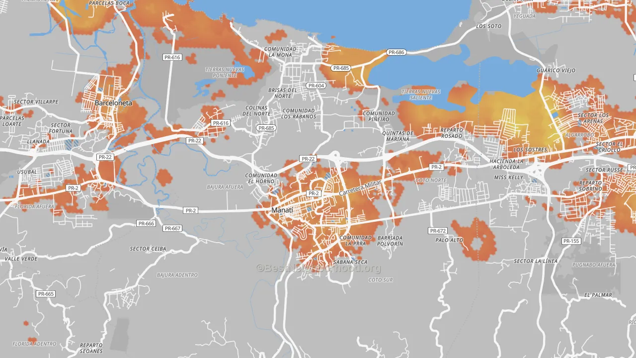 Bike Grade map of Boquillas, PR