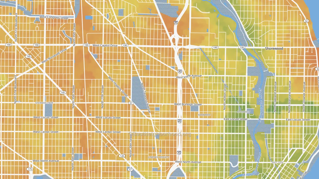 Bike Grade map of Borchert Field, Milwaukee, WI