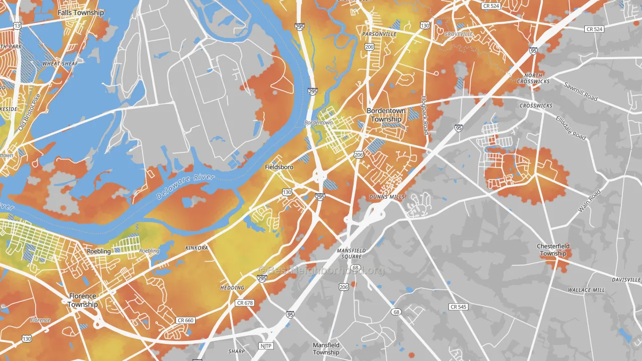 Bike Grade map of Bordentown, NJ