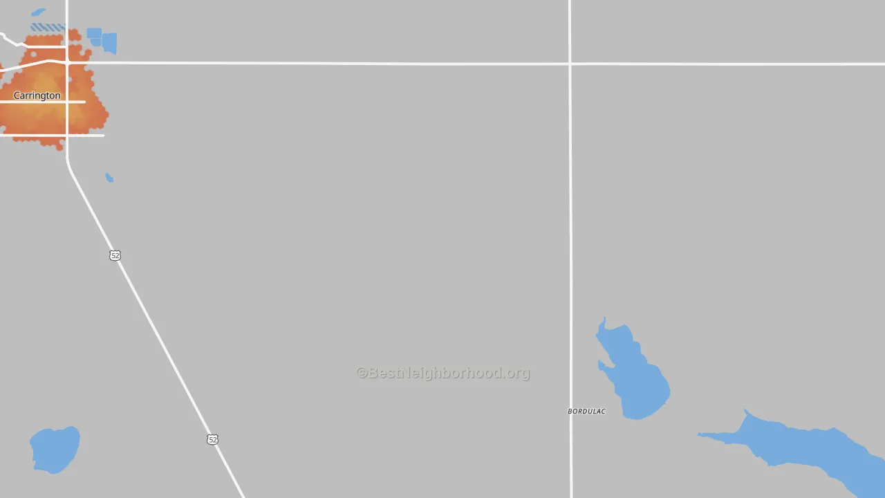 Bike Grade map of Bordulac, ND