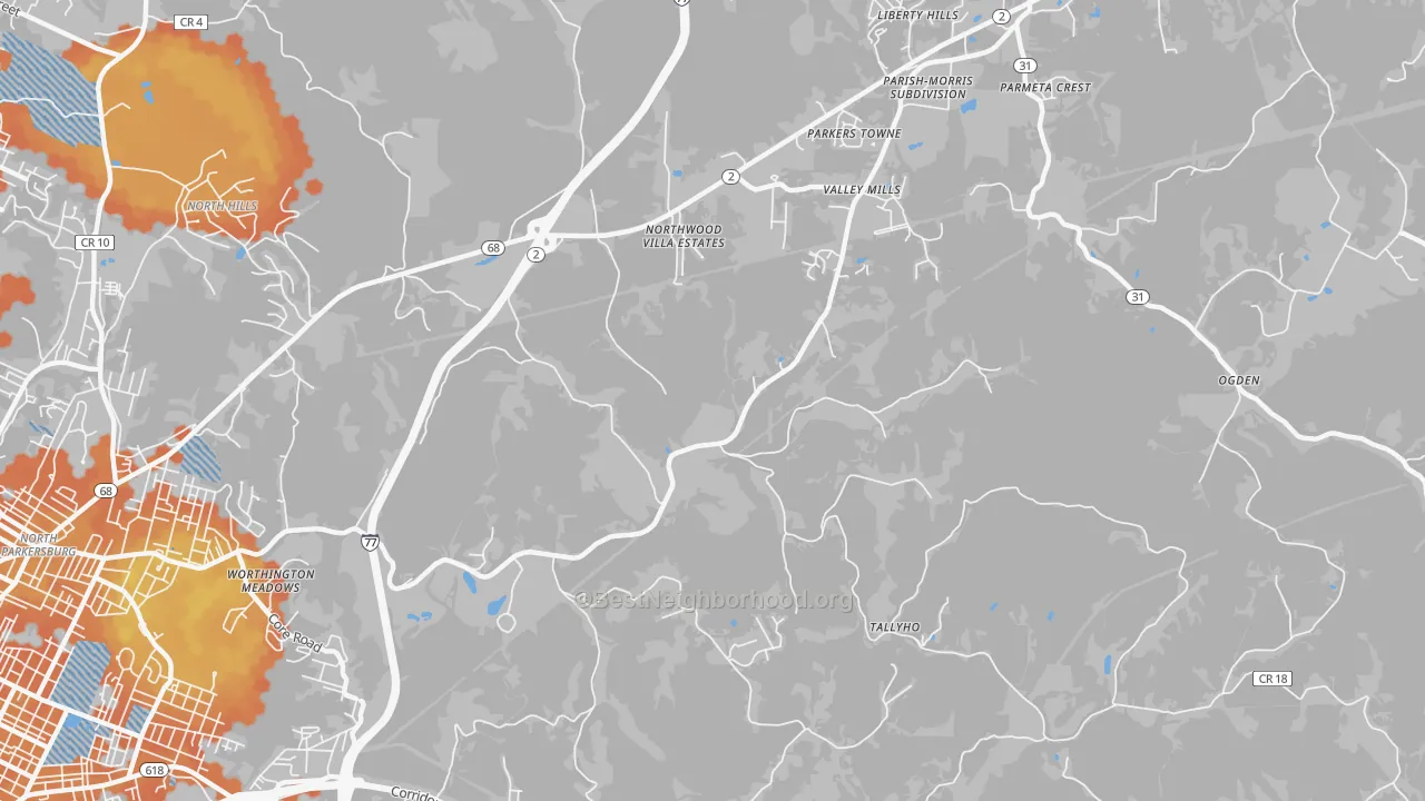Bike Grade map of Boreman, WV