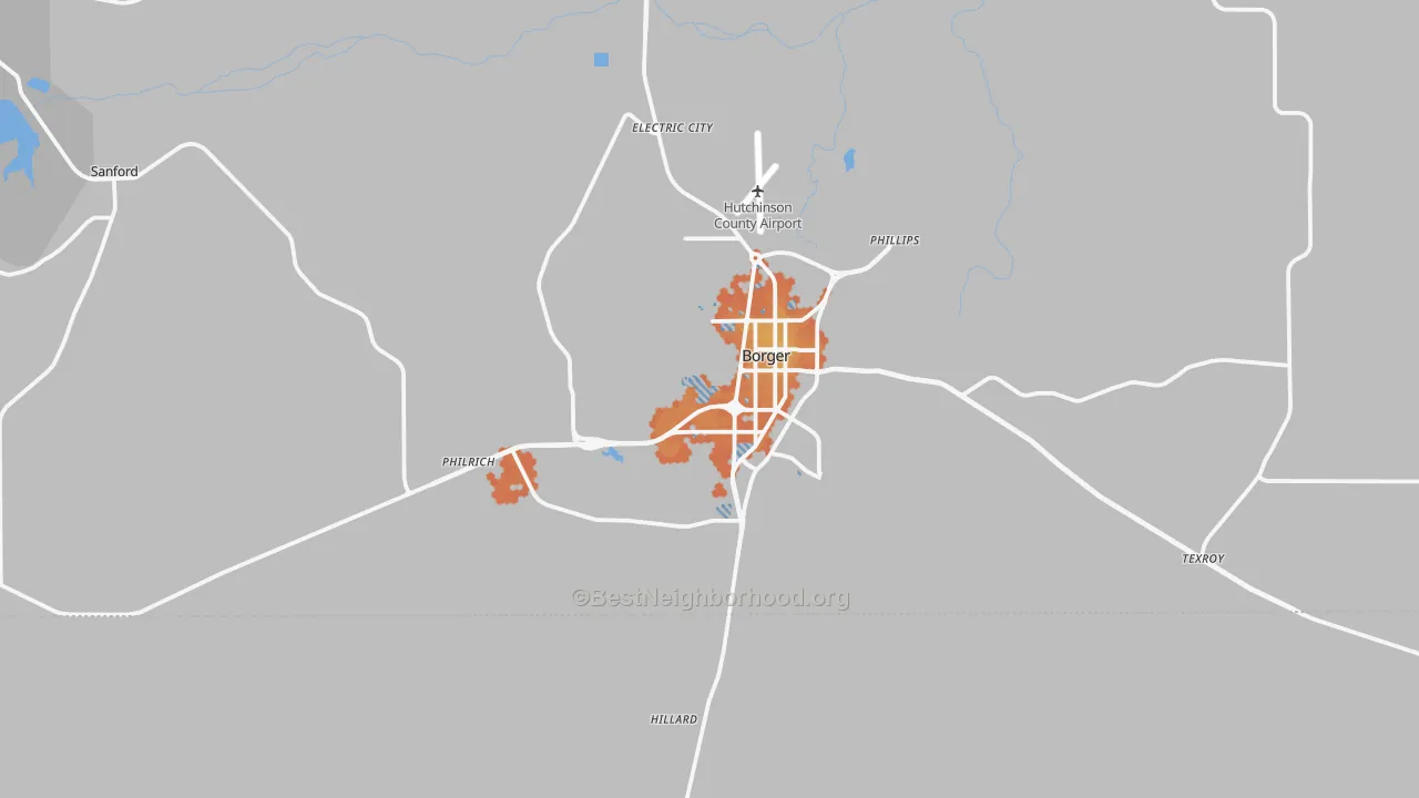 Bike Grade map of Borger, TX