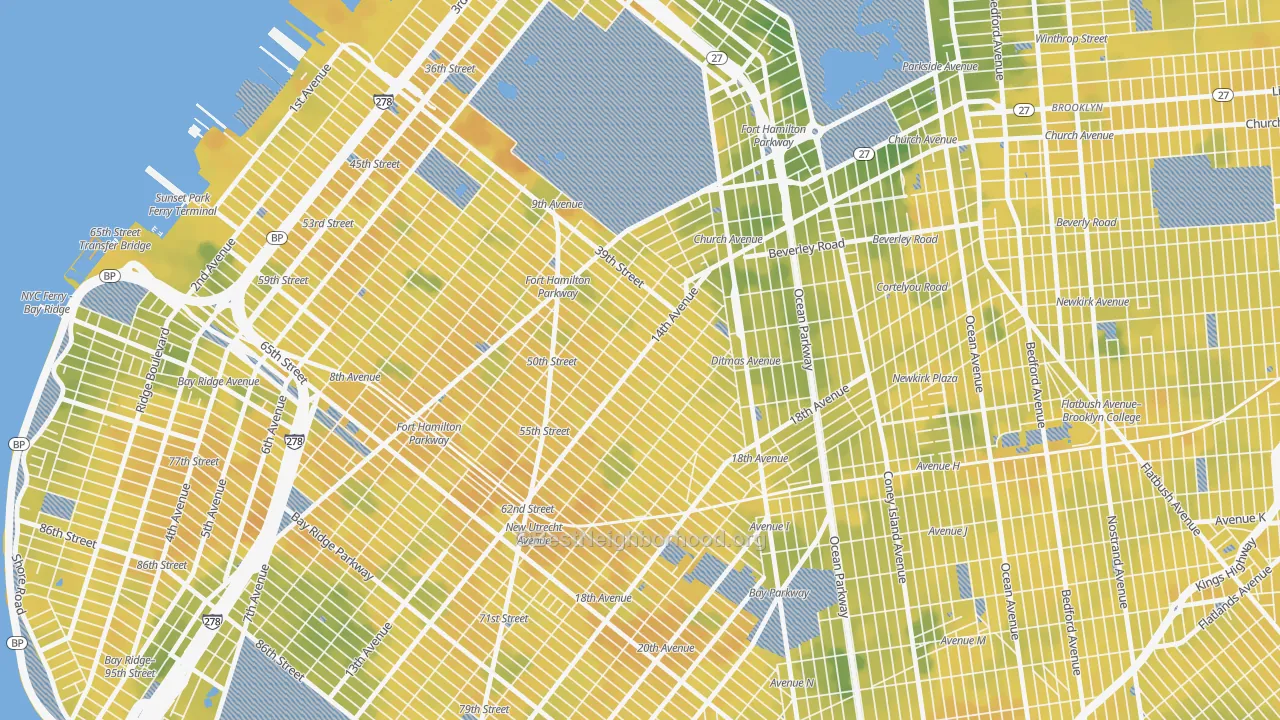 Bike Grade map of Borough Park, Brooklyn, NY