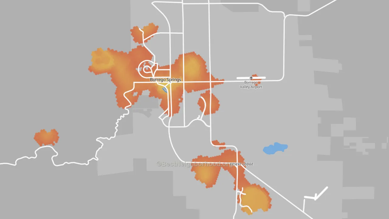 Bike Grade map of Borrego Springs, CA