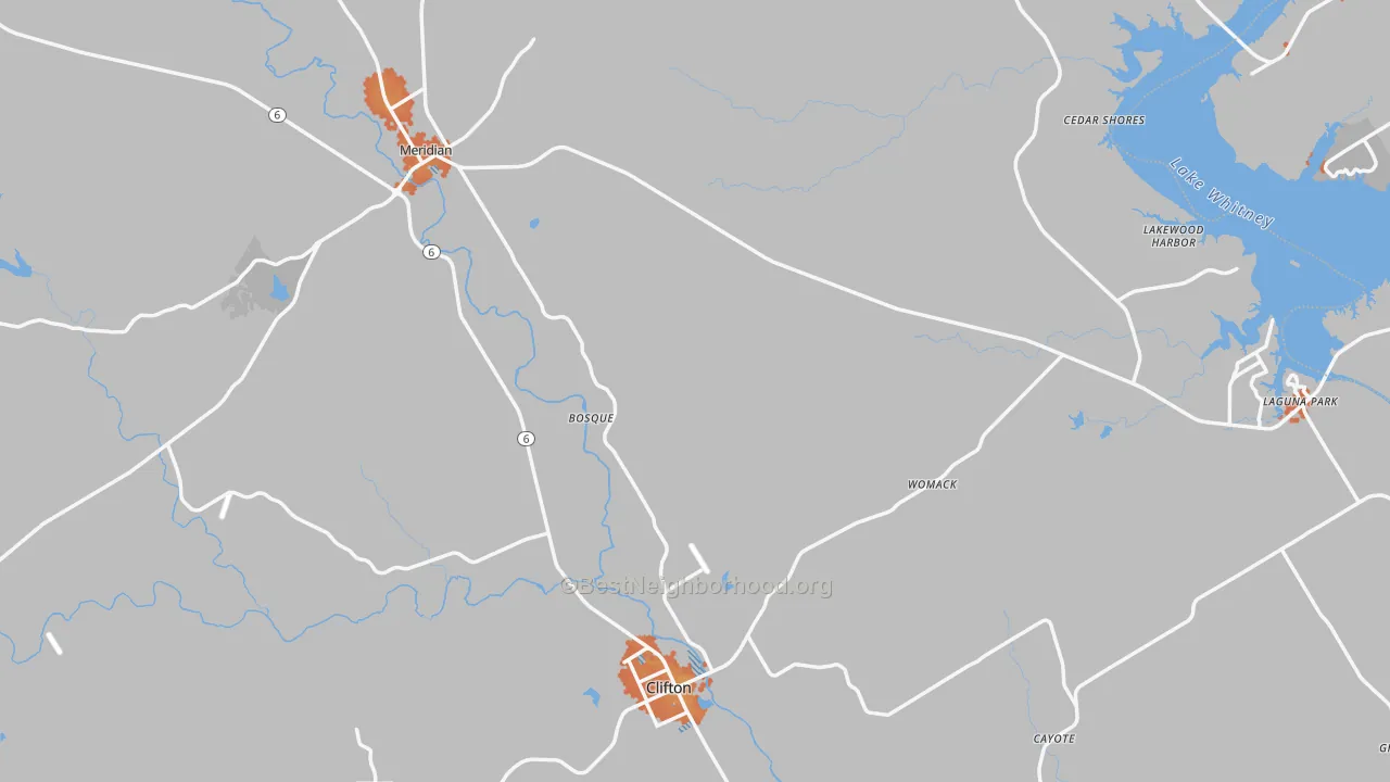 Bike Grade map of Bosque County, TX