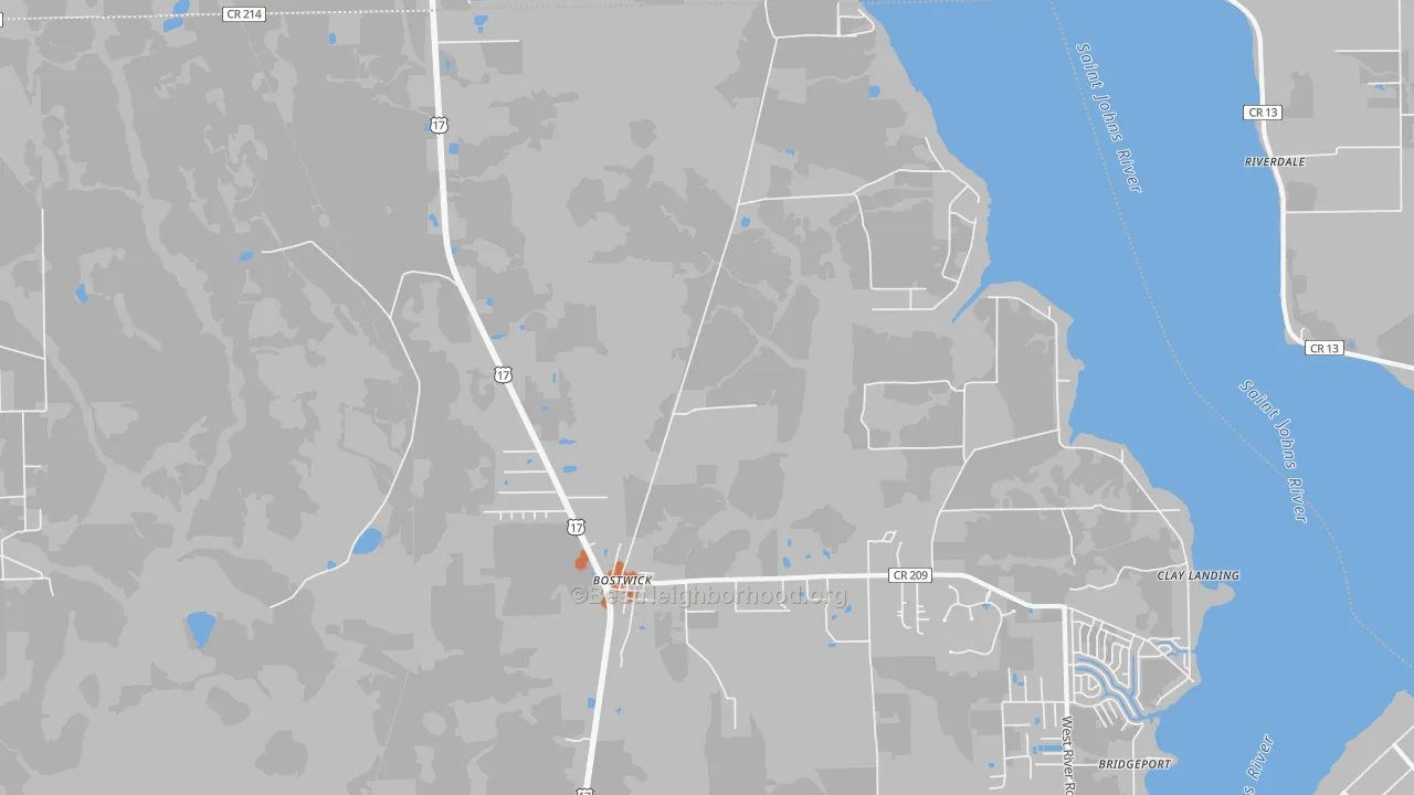Bike Grade map of Bostwick, FL