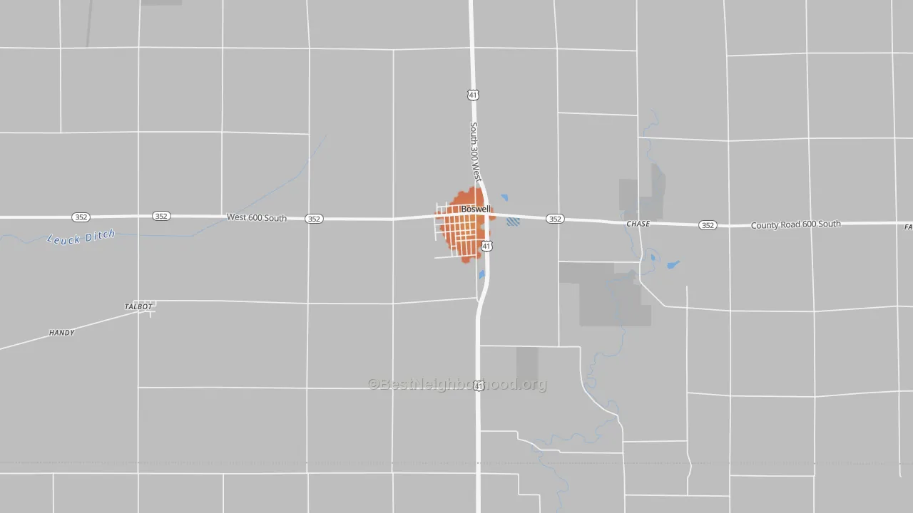 Bike Grade map of Boswell, IN