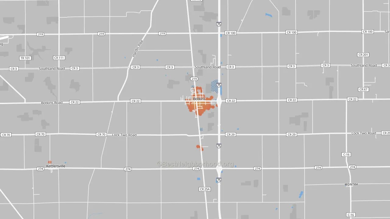 Bike Grade map of Botkins, OH