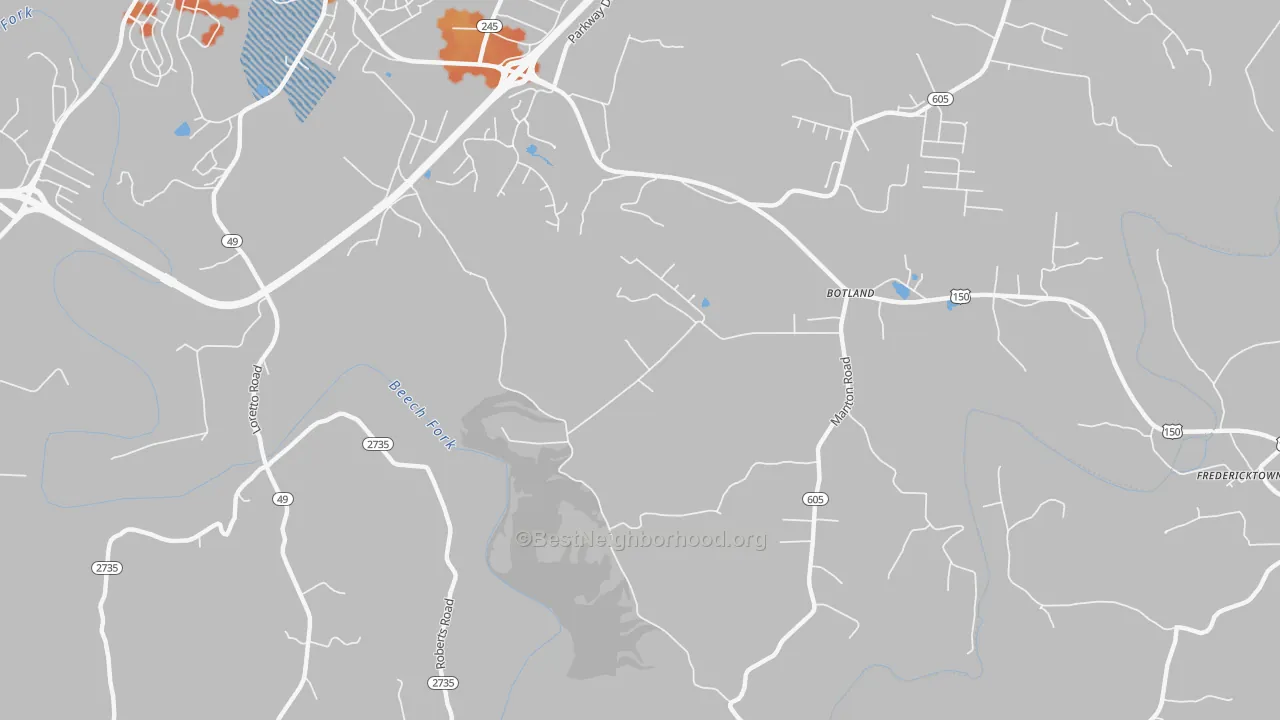Bike Grade map of Botland, KY