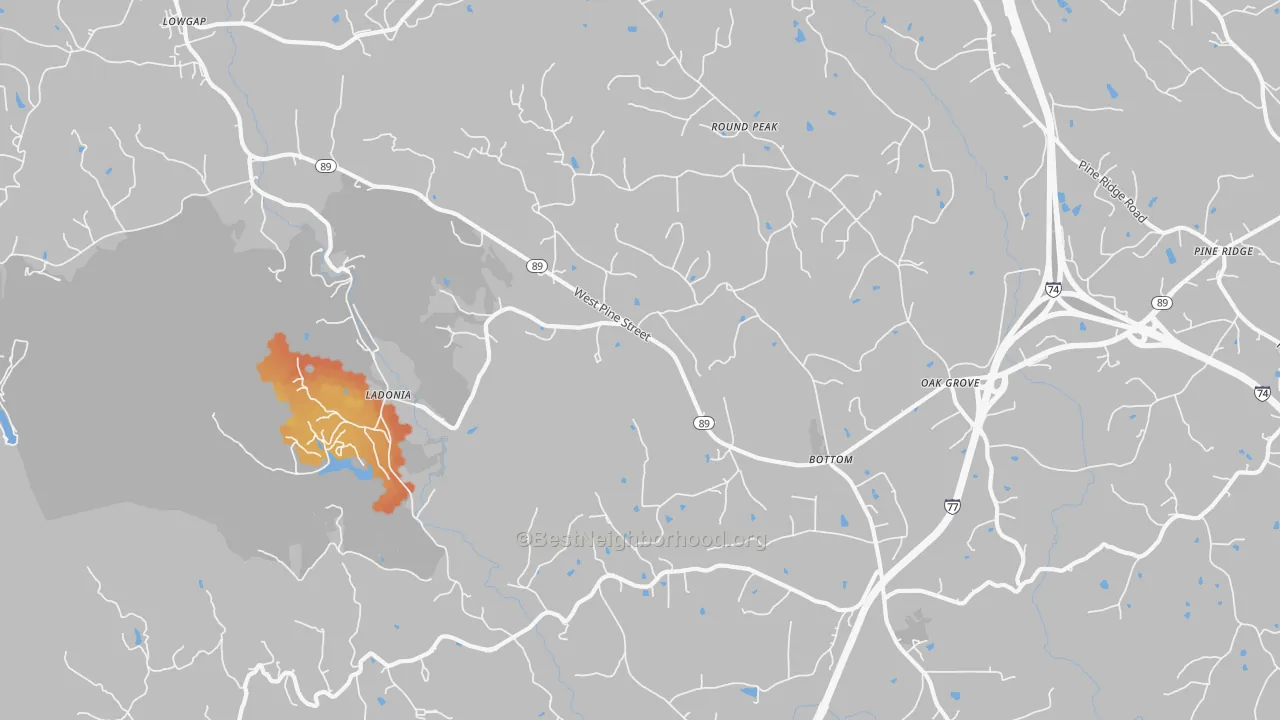 Bike Grade map of Bottom, NC