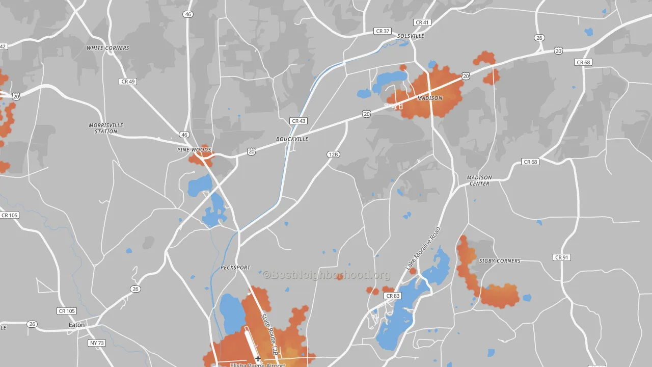 Bike Grade map of Bouckville, NY