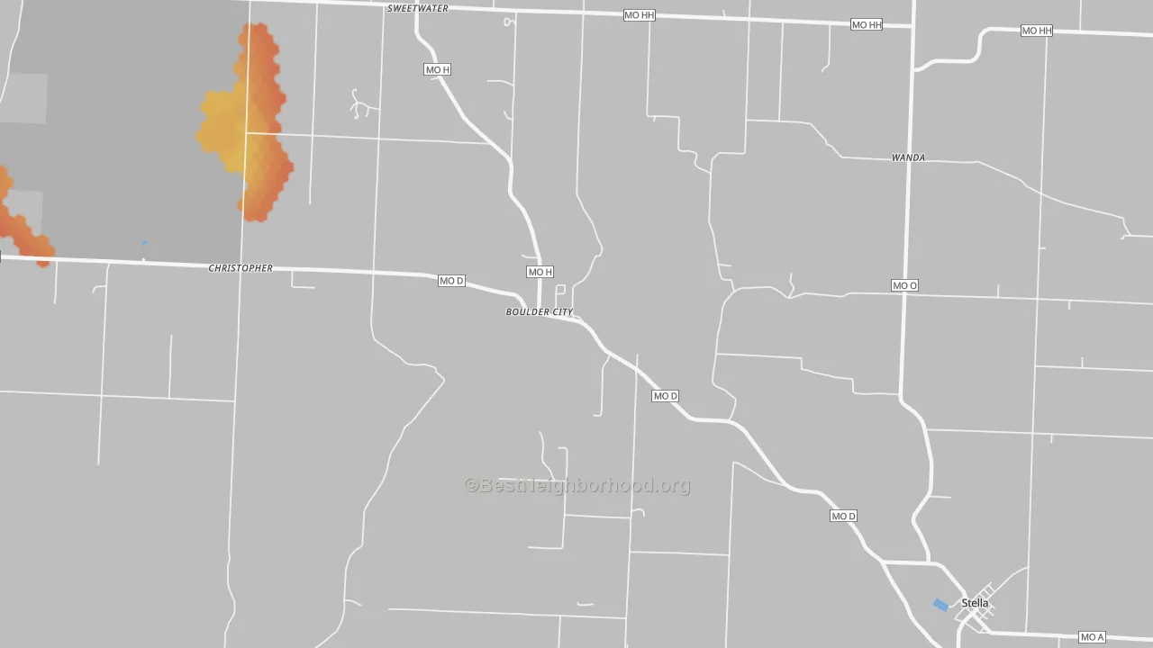 Bike Grade map of Boulder City, MO