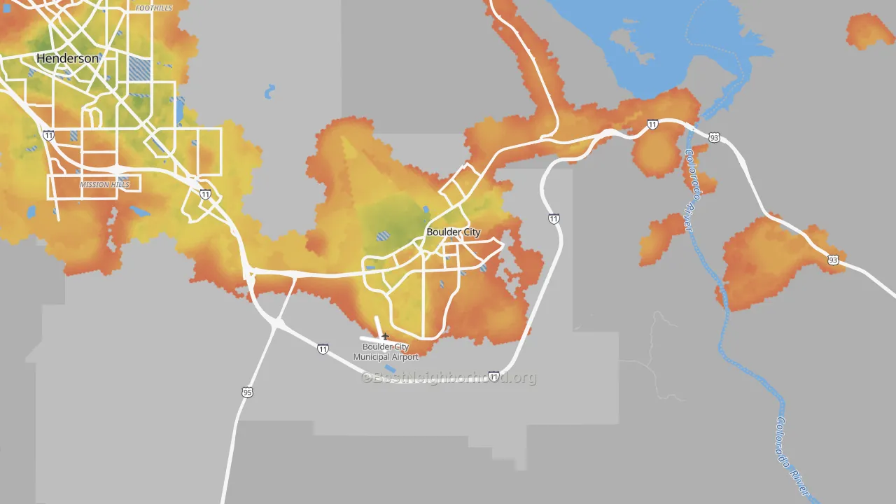 Bike Grade map of Boulder City, NV