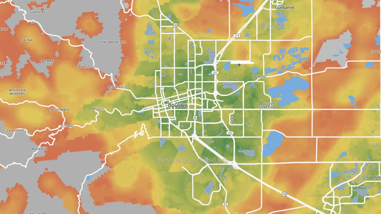 Bike Grade map of Boulder, CO