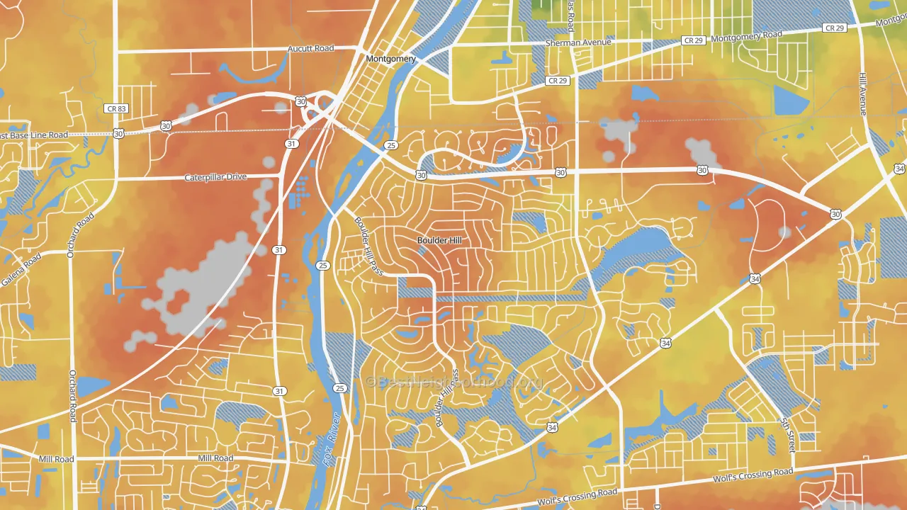 Bike Grade map of Boulder Hill, IL