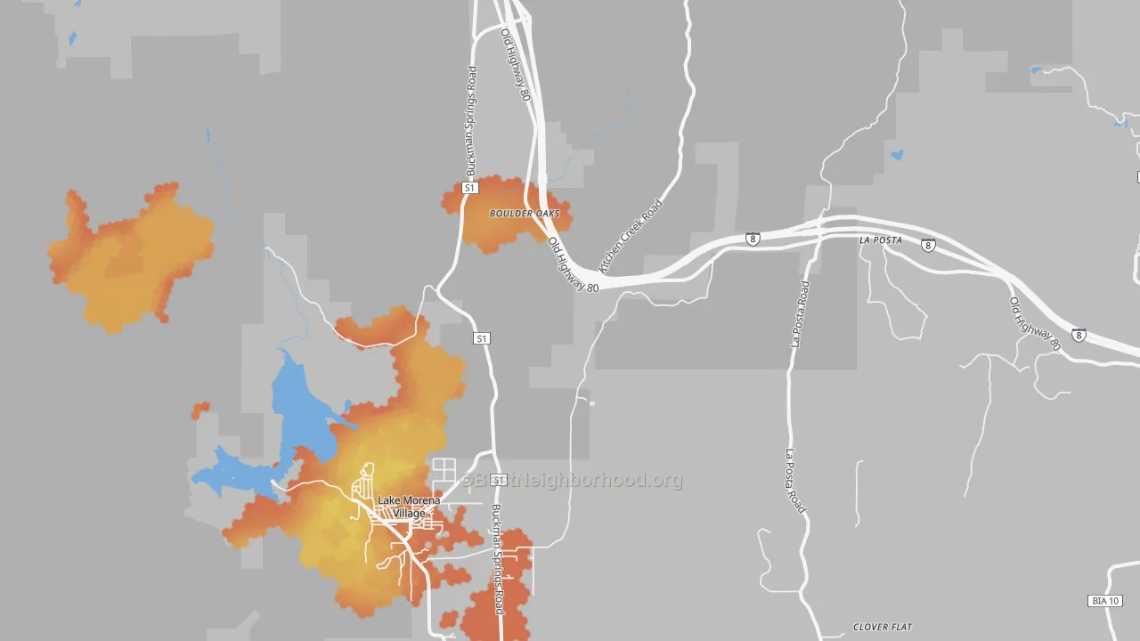 Bike Grade map of Boulder Oaks, CA