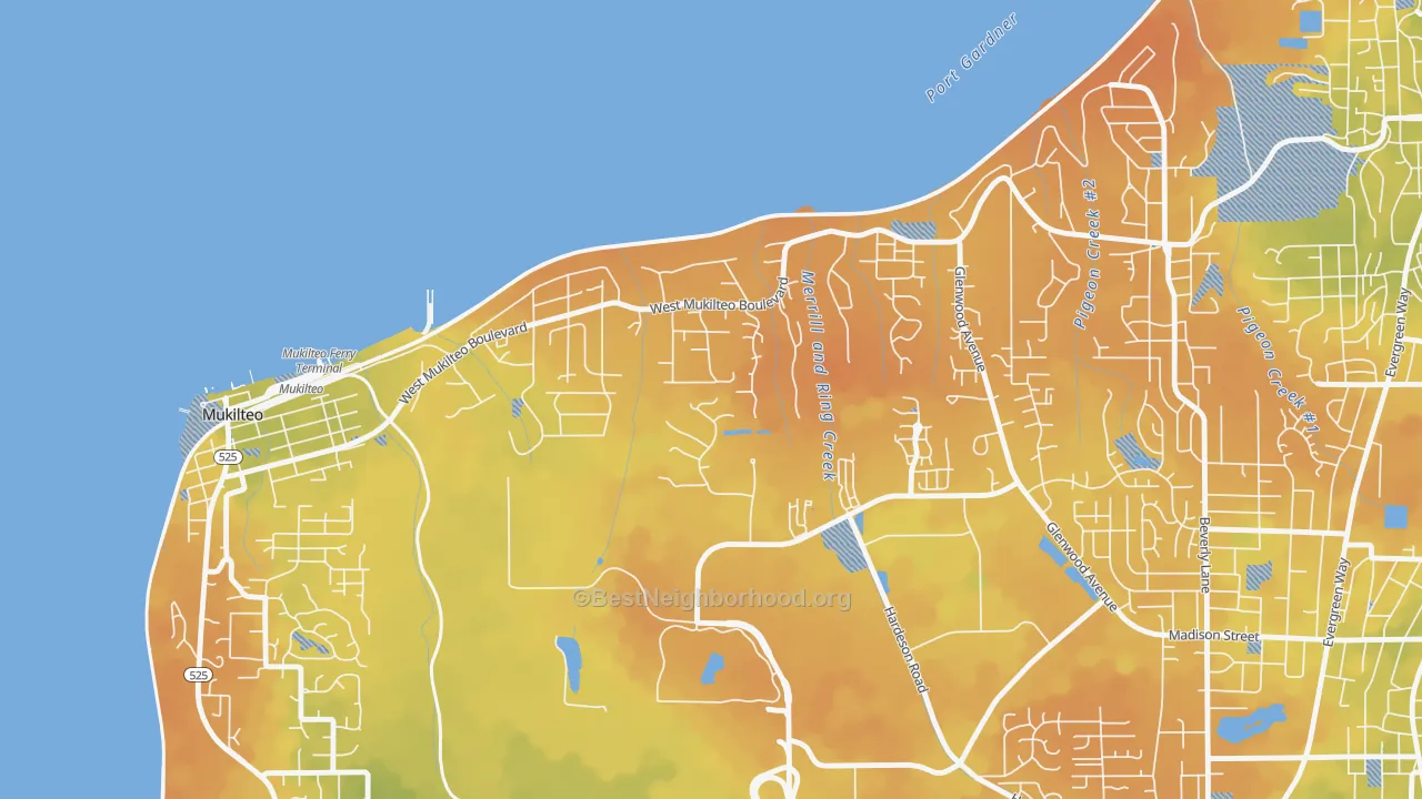 Bike Grade map of Boulevard Bluffs, Everett, WA