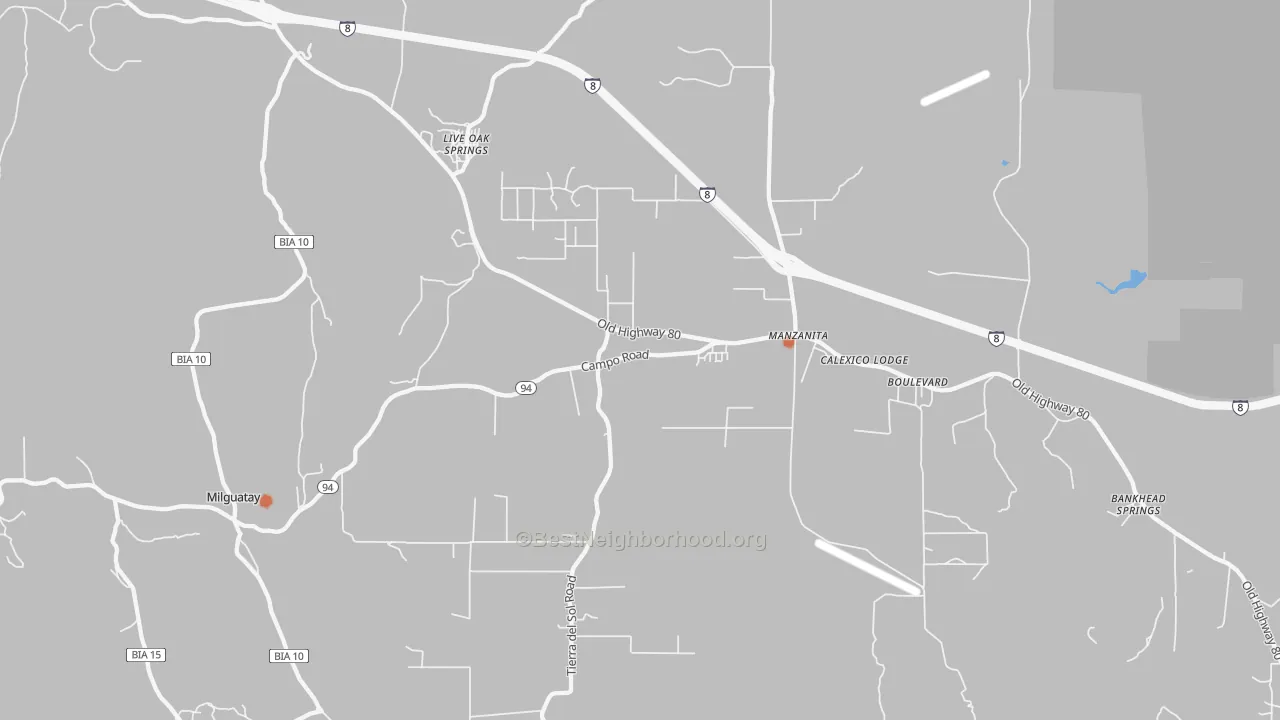 Bike Grade map of Boulevard, CA