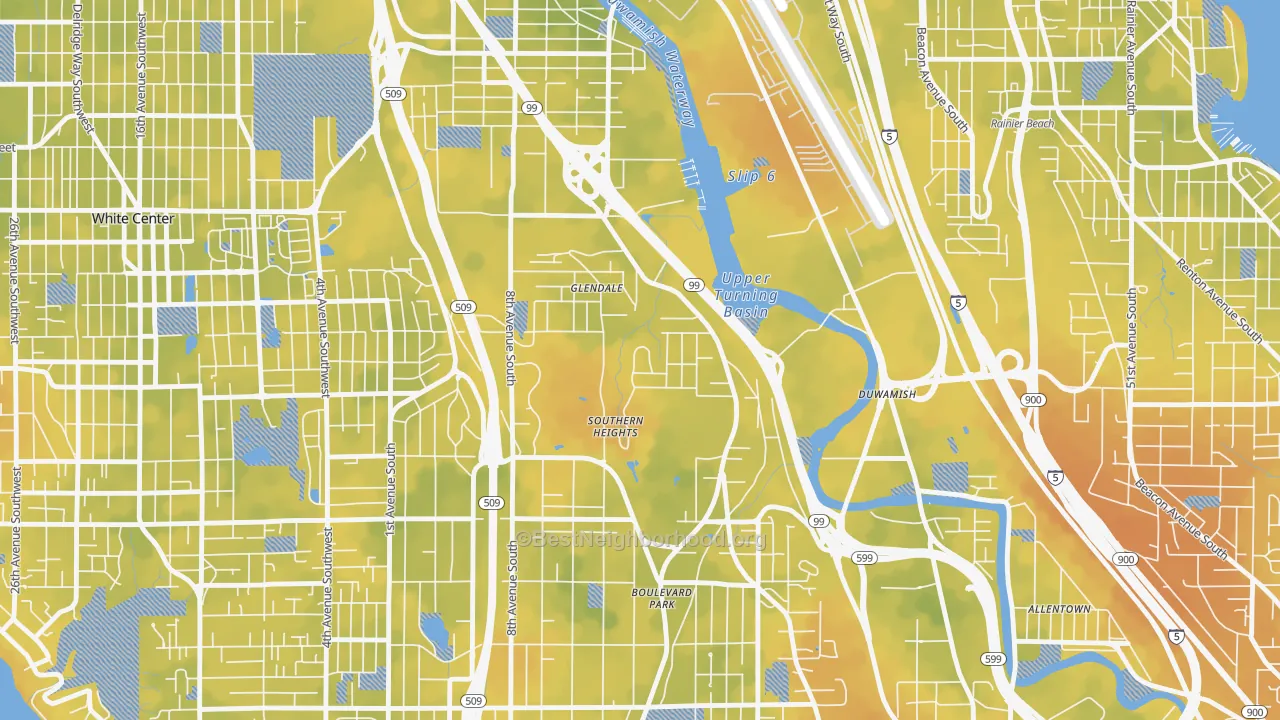 Bike Grade map of Boulevard Park, WA