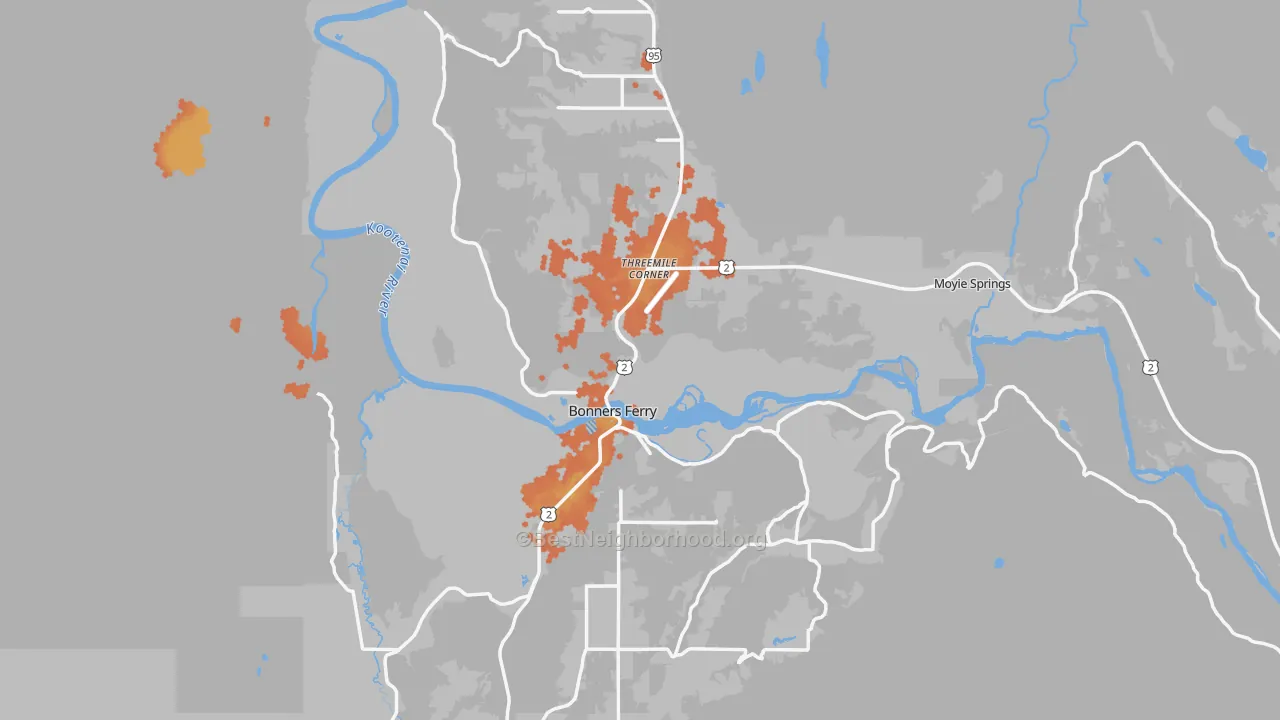 Bike Grade map of Boundary County, ID