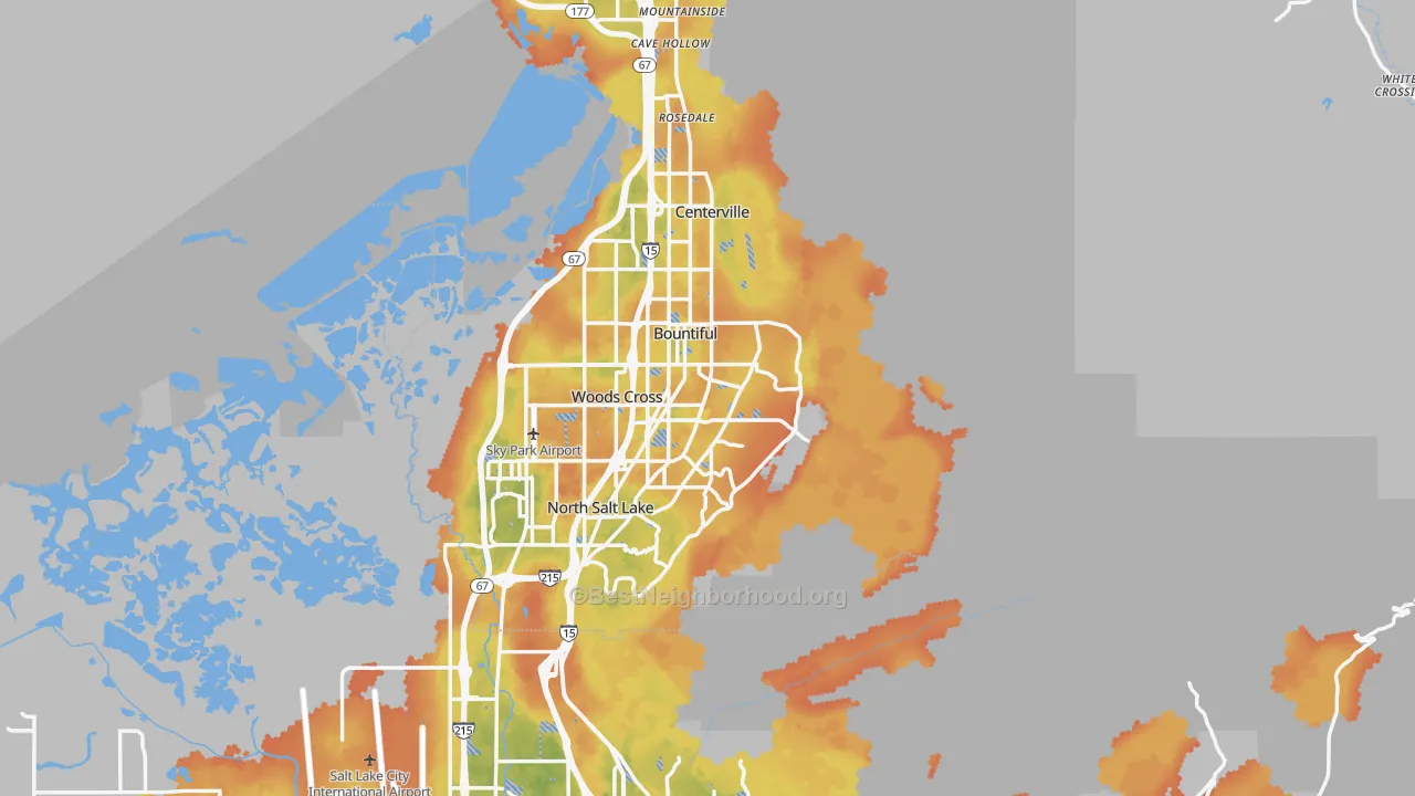 Bike Grade map of Bountiful, UT