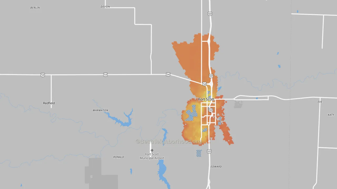 Bike Grade map of Bourbon County, KS