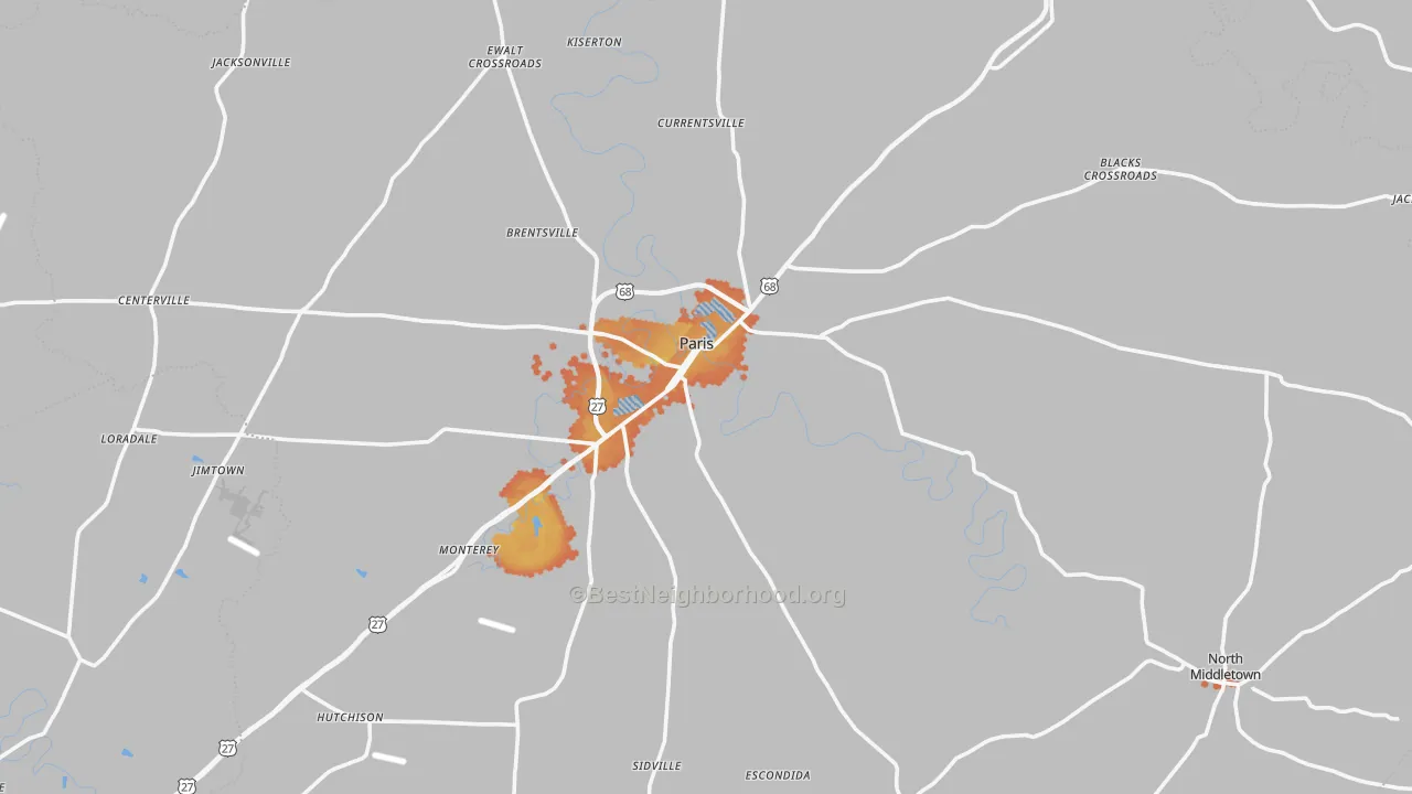 Bike Grade map of Bourbon County, KY