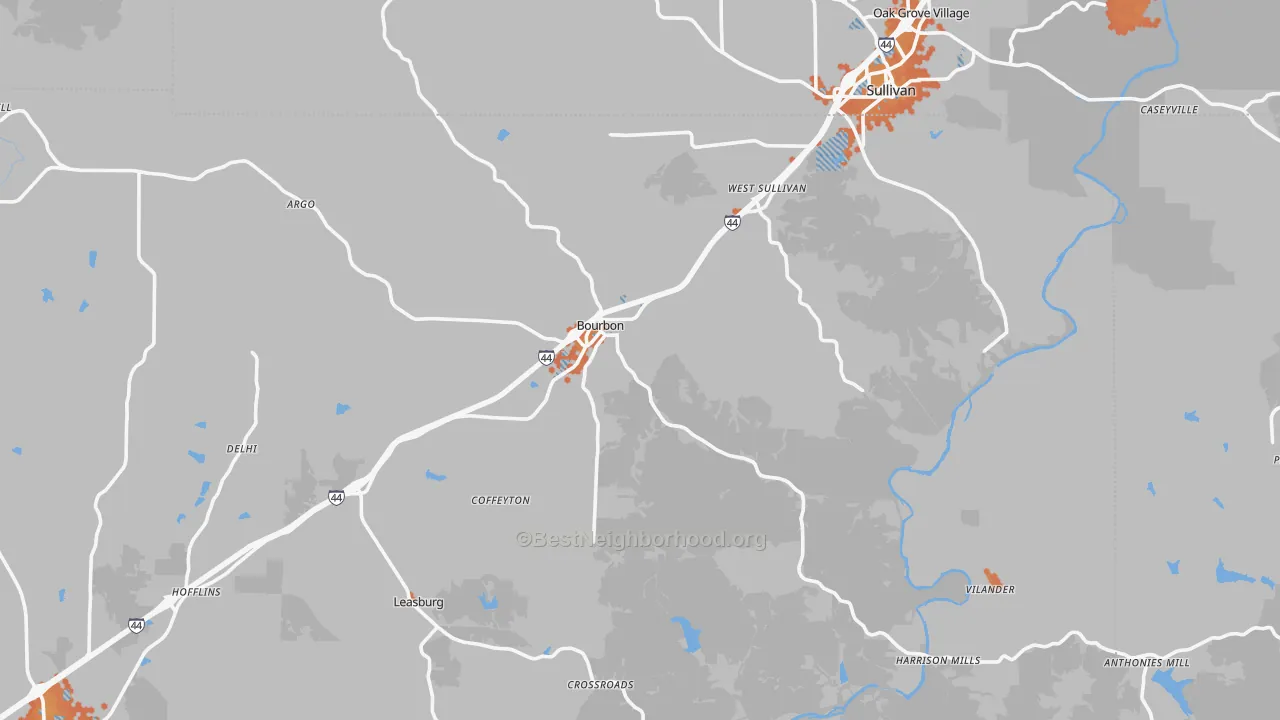 Bike Grade map of Bourbon, MO