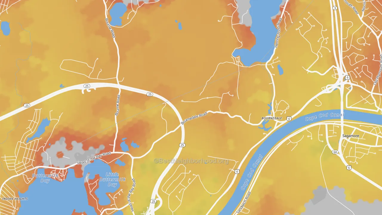 Bike Grade map of Bournedale, MA